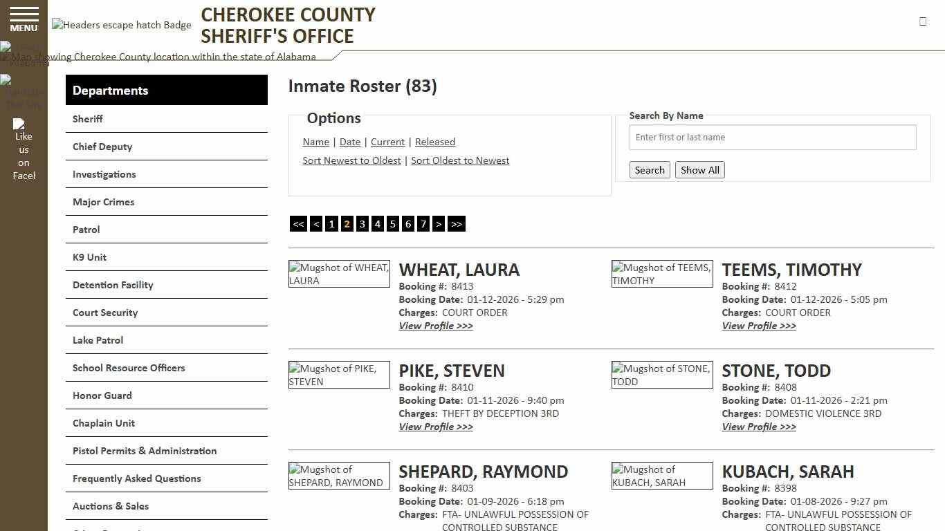 Inmate Roster - Page 2 Current Inmates Booking Date Descending - Cherokee County Sheriff AL