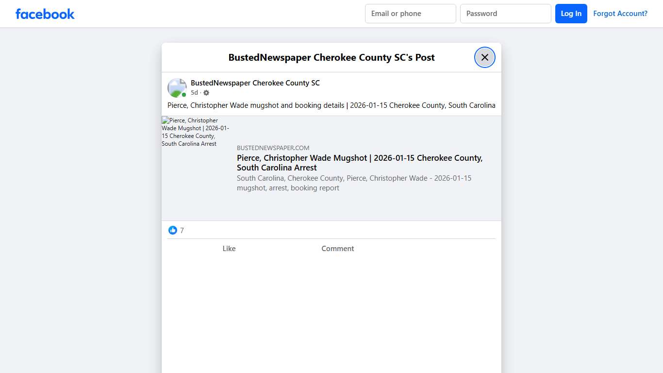 Pierce, Christopher... - BustedNewspaper Cherokee County SC | Facebook