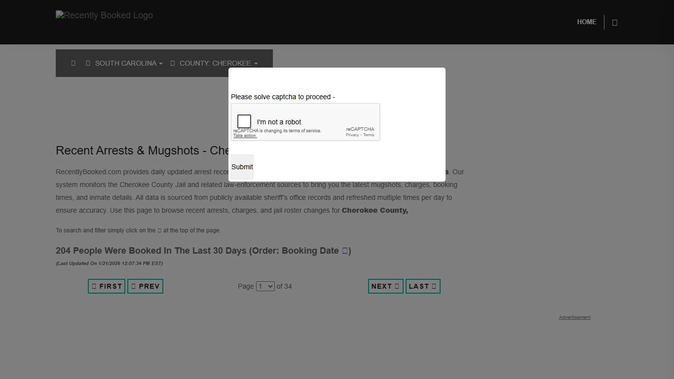 Cherokee County, South Carolina Mugshots | RecentlyBooked.com
